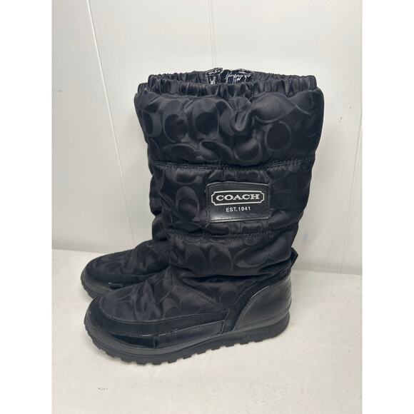 Coach Women's Demure Black Snow Zip Up Snow Boots. Size 6 - Picture 1 of 7